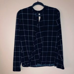 The limited large long sleeve key hole neck faux wrap bottom new worn once